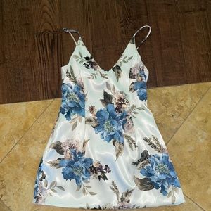 Mini white dress with blue flowers. Worn once